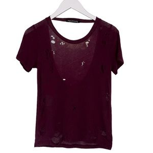 Rock ❤️ Rose Classic Distressed Maroon Purple T Shirt Small